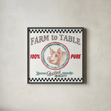 Farm Signs IV by Anne Tavoletti. Shown in a sleek black glass frame for a contemporary gallery look. Available as an archival giclee rolled canvas, fine art paper, or poster print. SKU 52704a.