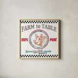 Farm Signs IV by Anne Tavoletti. Shown in a natural wood glass frame for a timeless modern aesthetic. Available as an archival giclee rolled canvas, fine art paper, or poster print. SKU 52704a.