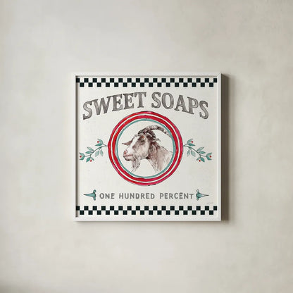 Farm Signs V by Anne Tavoletti. Shown in a crisp white glass frame for a clean and minimalist style. Available as an archival giclee rolled canvas, fine art paper, or poster print. SKU 52705a.