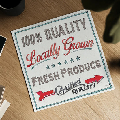 Farm Signs VI by Anne Tavoletti. Shown as a detailed flat fine art print, highlighting archival giclee quality. Available as an archival giclee rolled canvas, fine art paper, or poster print. SKU 52706a.