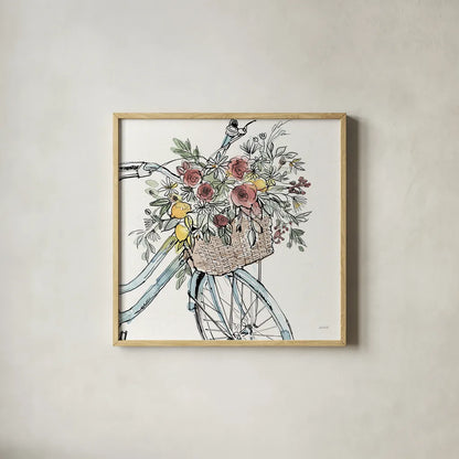 Farmhouse Flea Market Bike I by Anne Tavoletti. Shown in a natural wood glass frame for a timeless modern aesthetic. Available as an archival giclee rolled canvas, fine art paper, or poster print. SKU 75975a.
