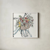 Farmhouse Flea Market Bike I by Anne Tavoletti. Shown in a crisp white glass frame for a clean and minimalist style. Available as an archival giclee rolled canvas, fine art paper, or poster print. SKU 75975a.
