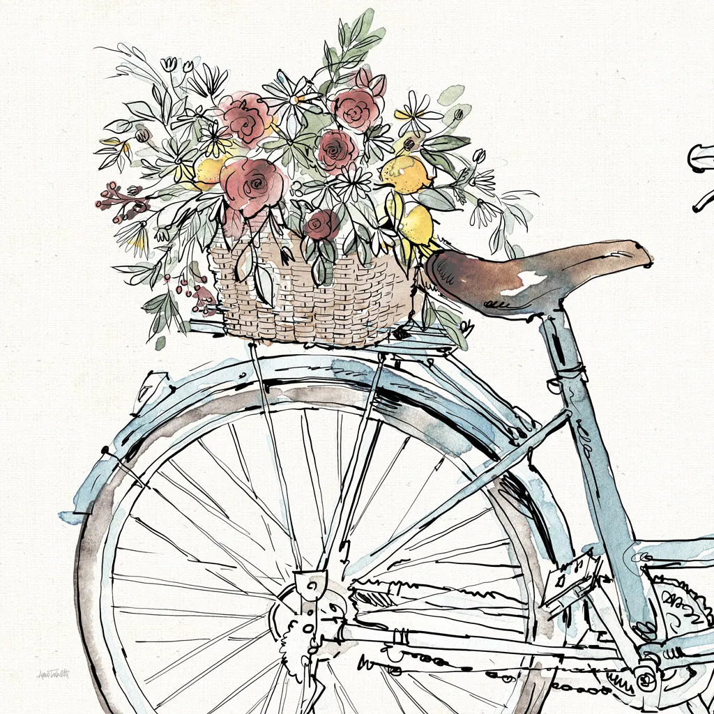 Farmhouse Flea Market Bike II by Anne Tavoletti. SKU 75976a. Archival Giclee Fine art print for wall decor.