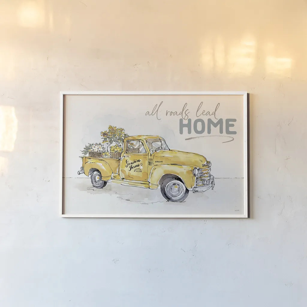 Farmhouse Flea Market I by Anne Tavoletti. shown as a paper print in a white frame. Available as a archival giclee rolled canvas, fine art paper, or poster print. SKU 71385i.