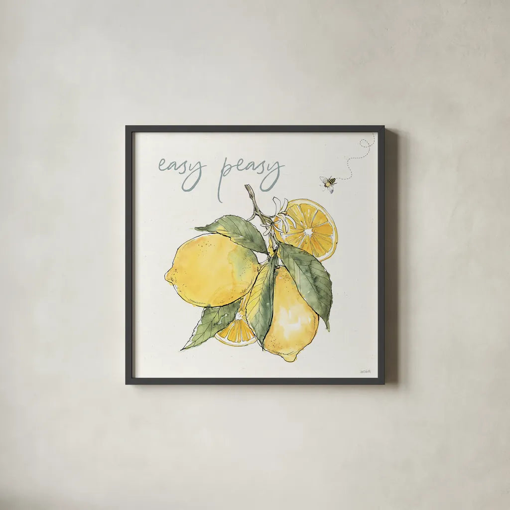 Farmhouse Flea Market IV by Anne Tavoletti. Shown in a sleek black glass frame for a contemporary gallery look. Available as an archival giclee rolled canvas, fine art paper, or poster print. SKU 71388a.