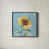 Farmhouse Flea Market IX Blue by Anne Tavoletti. Shown in a sleek black glass frame for a contemporary gallery look. Available as an archival giclee rolled canvas, fine art paper, or poster print. SKU 76361a.