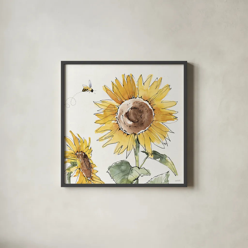 Farmhouse Flea Market X by Anne Tavoletti. Shown in a sleek black glass frame for a contemporary gallery look. Available as an archival giclee rolled canvas, fine art paper, or poster print. SKU 71394a.