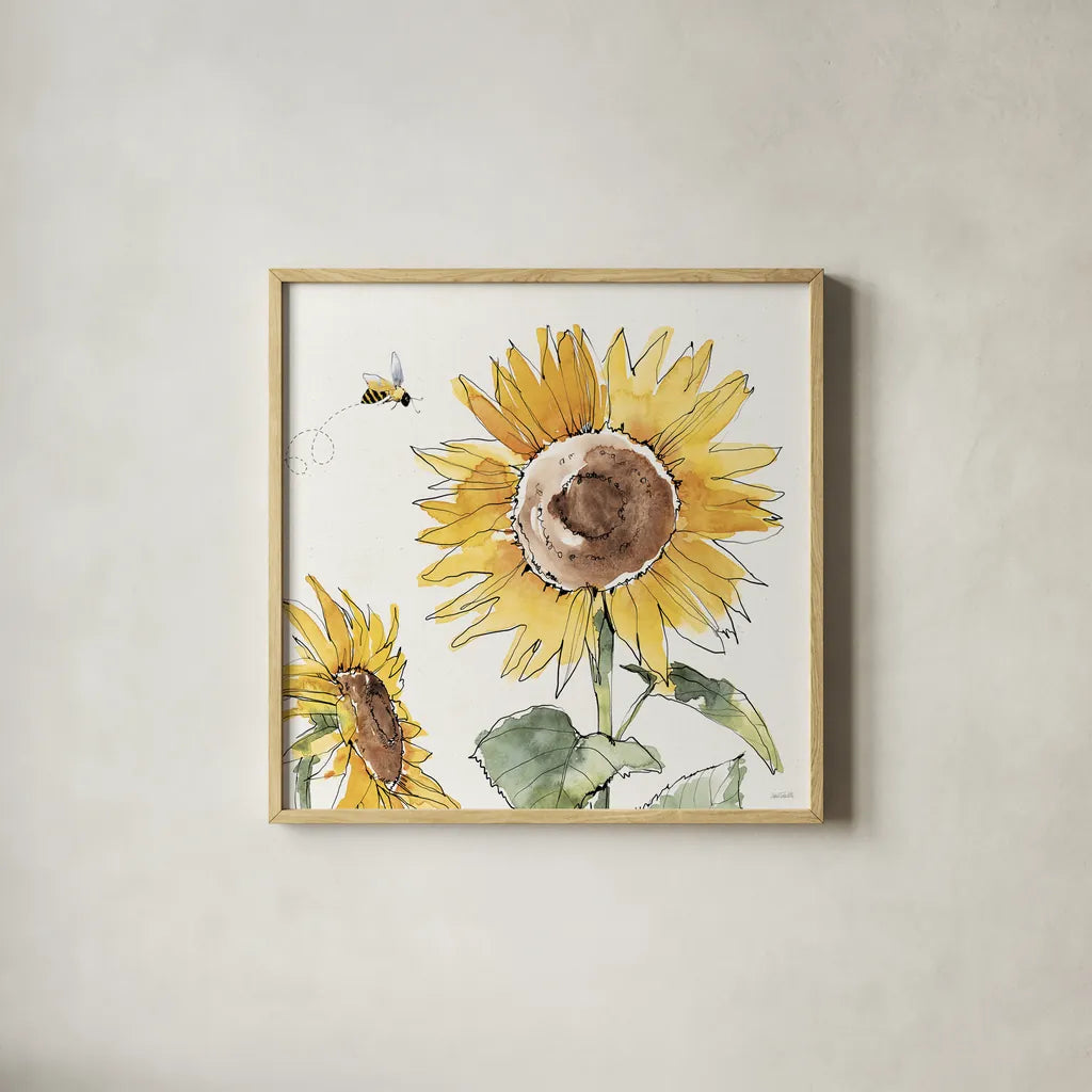 Farmhouse Flea Market X by Anne Tavoletti. Shown in a natural wood glass frame for a timeless modern aesthetic. Available as an archival giclee rolled canvas, fine art paper, or poster print. SKU 71394a.