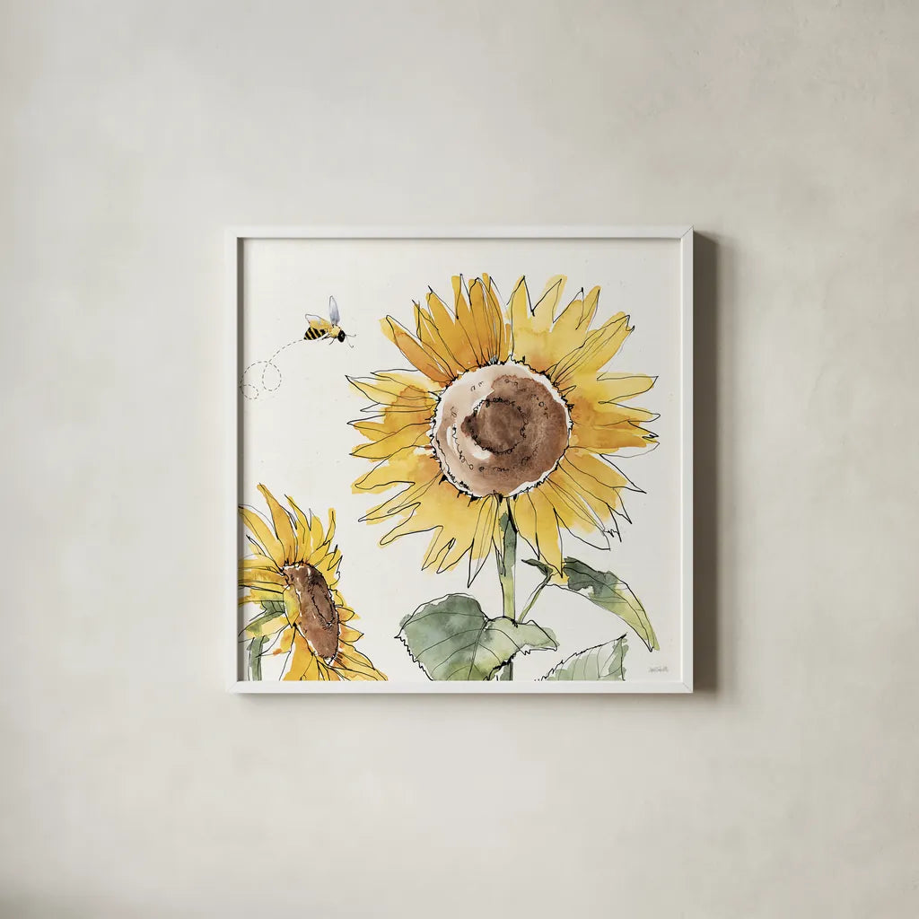 Farmhouse Flea Market X by Anne Tavoletti. Shown in a crisp white glass frame for a clean and minimalist style. Available as an archival giclee rolled canvas, fine art paper, or poster print. SKU 71394a.
