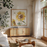 Farmhouse Flea Market X by Anne Tavoletti. Shown in a natural wood frame in a cozy modern living room. Available as an archival giclee rolled canvas, fine art paper, or poster print. SKU 71394a.