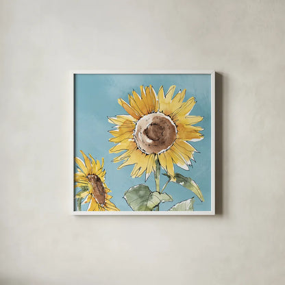 Farmhouse Flea Market X Blue by Anne Tavoletti. Shown in a crisp white glass frame for a clean and minimalist style. Available as an archival giclee rolled canvas, fine art paper, or poster print. SKU 76362a.