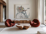 Farmhouse Flea Market XII by Anne Tavoletti. Shown as extra-large giant wall art in a modern living room. Available as an archival giclee rolled canvas, fine art paper, or poster print. SKU 71396a.