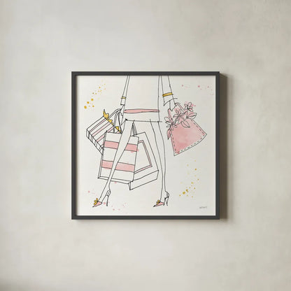 Fashion Feet II by Anne Tavoletti. Shown in a sleek black glass frame for a contemporary gallery look. Available as an archival giclee rolled canvas, fine art paper, or poster print. SKU 36164a.