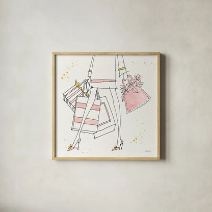 Fashion Feet II by Anne Tavoletti. Shown in a natural wood glass frame for a timeless modern aesthetic. Available as an archival giclee rolled canvas, fine art paper, or poster print. SKU 36164a.