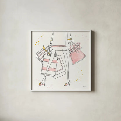 Fashion Feet II by Anne Tavoletti. Shown in a crisp white glass frame for a clean and minimalist style. Available as an archival giclee rolled canvas, fine art paper, or poster print. SKU 36164a.