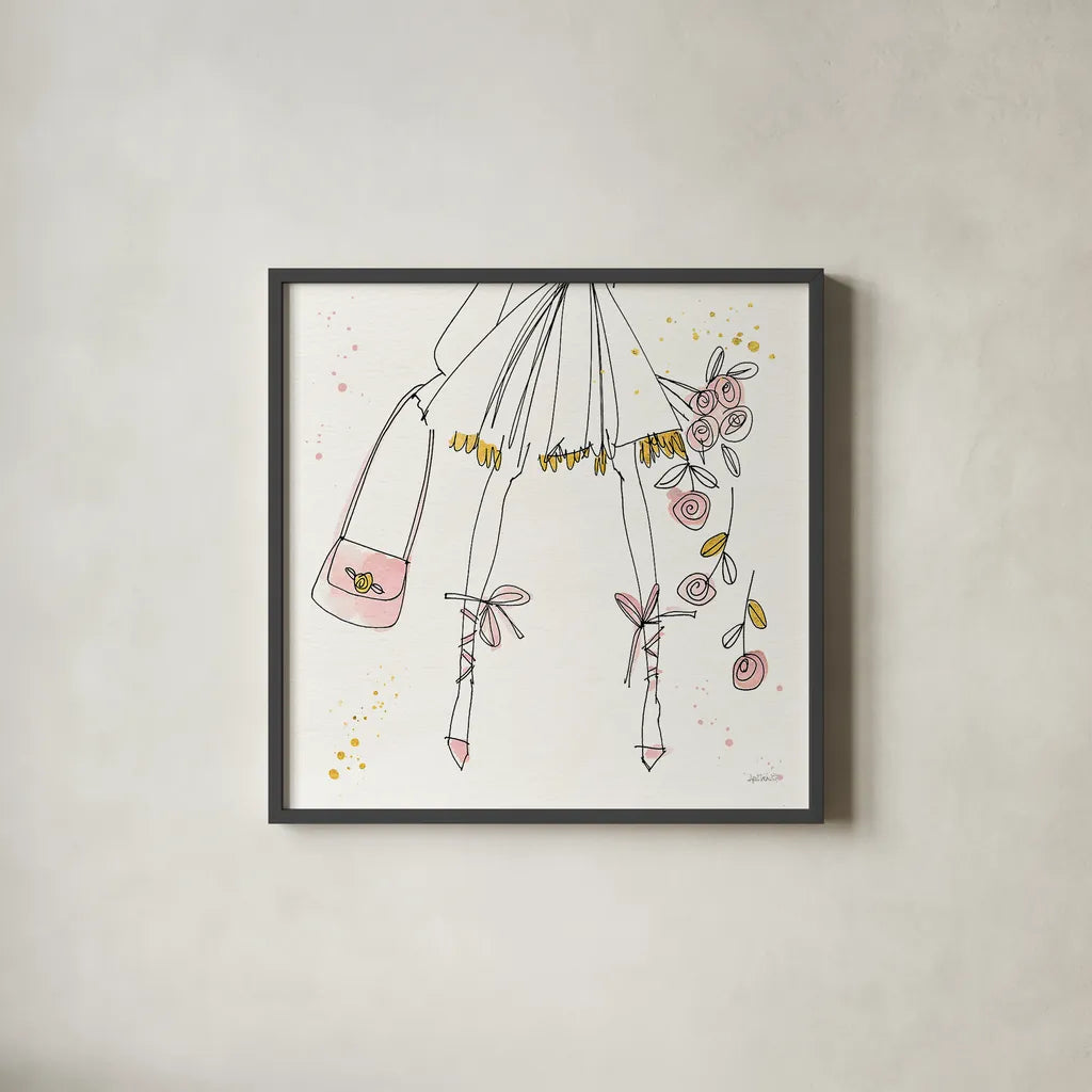 Fashion Feet IV by Anne Tavoletti. Shown in a sleek black glass frame for a contemporary gallery look. Available as an archival giclee rolled canvas, fine art paper, or poster print. SKU 36166a.