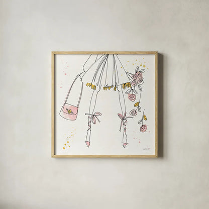 Fashion Feet IV by Anne Tavoletti. Shown in a natural wood glass frame for a timeless modern aesthetic. Available as an archival giclee rolled canvas, fine art paper, or poster print. SKU 36166a.