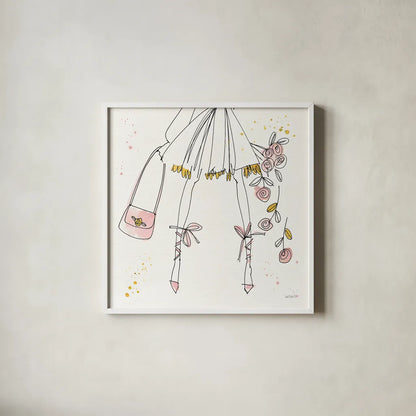 Fashion Feet IV by Anne Tavoletti. Shown in a crisp white glass frame for a clean and minimalist style. Available as an archival giclee rolled canvas, fine art paper, or poster print. SKU 36166a.