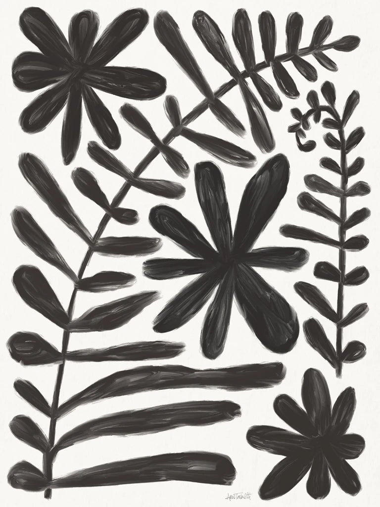 Fern and Flower Black by Anne Tavoletti