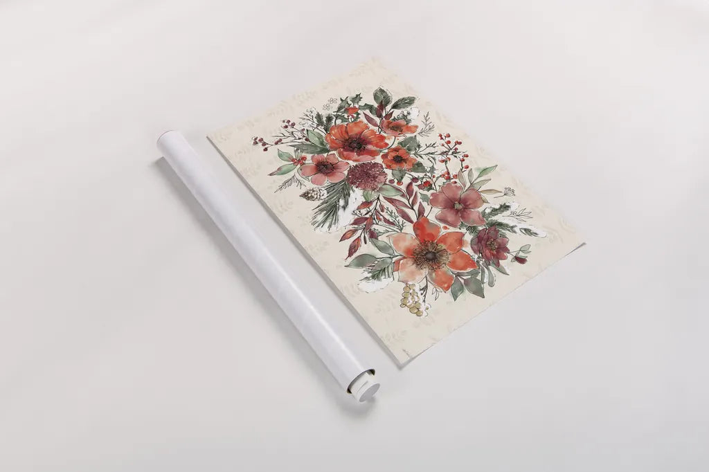 Festive Blooms I by Anne Tavoletti. shown as a rolled paper print. Available as archival giclee rolled canvas, fine art paper, or poster print. SKU 97832i.