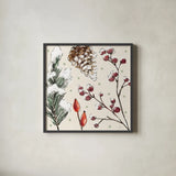 Festive Blooms III by Anne Tavoletti. Shown in a sleek black glass frame for a contemporary gallery look. Available as an archival giclee rolled canvas, fine art paper, or poster print. SKU 97834a.