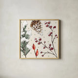 Festive Blooms III by Anne Tavoletti. Shown in a natural wood glass frame for a timeless modern aesthetic. Available as an archival giclee rolled canvas, fine art paper, or poster print. SKU 97834a.