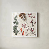 Festive Blooms III by Anne Tavoletti. Shown in a crisp white glass frame for a clean and minimalist style. Available as an archival giclee rolled canvas, fine art paper, or poster print. SKU 97834a.
