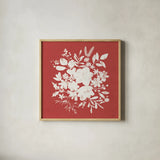 Festive Blooms V by Anne Tavoletti. Shown in a natural wood glass frame for a timeless modern aesthetic. Available as an archival giclee rolled canvas, fine art paper, or poster print. SKU 97836a.