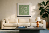 Festive Blooms XI by Anne Tavoletti. Displayed in a glass frame with matte in a clean modern living room. Available as an archival giclee rolled canvas, fine art paper, or poster print. SKU 97842a.