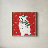 Festive Christmas III by Anne Tavoletti. Shown in a natural wood glass frame for a timeless modern aesthetic. Available as an archival giclee rolled canvas, fine art paper, or poster print. SKU 91702a.