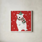 Festive Christmas III by Anne Tavoletti. Shown in a crisp white glass frame for a clean and minimalist style. Available as an archival giclee rolled canvas, fine art paper, or poster print. SKU 91702a.