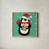 Festive Christmas IV by Anne Tavoletti. Shown in a natural wood glass frame for a timeless modern aesthetic. Available as an archival giclee rolled canvas, fine art paper, or poster print. SKU 91703a.