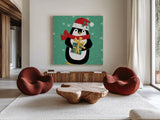 Festive Christmas IV by Anne Tavoletti. Shown as extra-large giant wall art in a modern living room. Available as an archival giclee rolled canvas, fine art paper, or poster print. SKU 91703a.