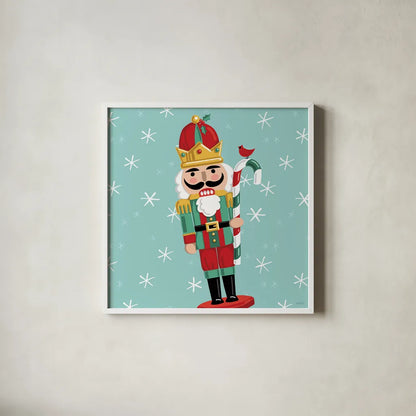 Festive Christmas V by Anne Tavoletti. Shown in a crisp white glass frame for a clean and minimalist style. Available as an archival giclee rolled canvas, fine art paper, or poster print. SKU 91704a.