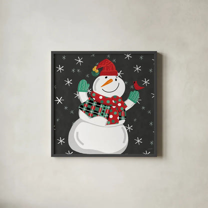 Festive Christmas VI by Anne Tavoletti. Shown in a sleek black glass frame for a contemporary gallery look. Available as an archival giclee rolled canvas, fine art paper, or poster print. SKU 91705a.