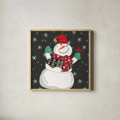 Festive Christmas VI by Anne Tavoletti. Shown in a natural wood glass frame for a timeless modern aesthetic. Available as an archival giclee rolled canvas, fine art paper, or poster print. SKU 91705a.