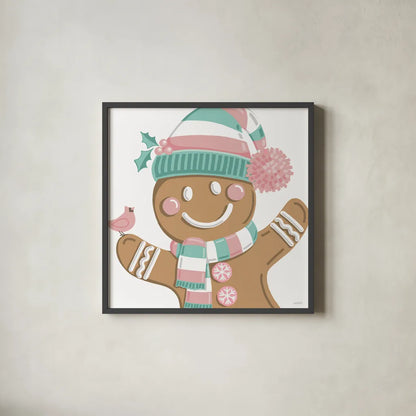 Festive Christmas VIII Pastel v2 by Anne Tavoletti. Shown in a sleek black glass frame for a contemporary gallery look. Available as an archival giclee rolled canvas, fine art paper, or poster print. SKU 97589a.