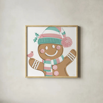 Festive Christmas VIII Pastel v2 by Anne Tavoletti. Shown in a natural wood glass frame for a timeless modern aesthetic. Available as an archival giclee rolled canvas, fine art paper, or poster print. SKU 97589a.