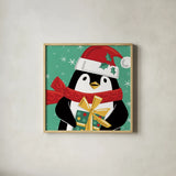 Festive Christmas X by Anne Tavoletti. Shown in a natural wood glass frame for a timeless modern aesthetic. Available as an archival giclee rolled canvas, fine art paper, or poster print. SKU 91709a.