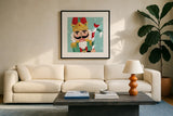 Festive Christmas XI by Anne Tavoletti. Displayed in a glass frame with matte in a clean modern living room. Available as an archival giclee rolled canvas, fine art paper, or poster print. SKU 91710a.