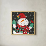 Festive Christmas XII by Anne Tavoletti. Shown in a natural wood glass frame for a timeless modern aesthetic. Available as an archival giclee rolled canvas, fine art paper, or poster print. SKU 91711a.