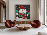 Festive Christmas XII by Anne Tavoletti. Shown as extra-large giant wall art in a modern living room. Available as an archival giclee rolled canvas, fine art paper, or poster print. SKU 91711a.