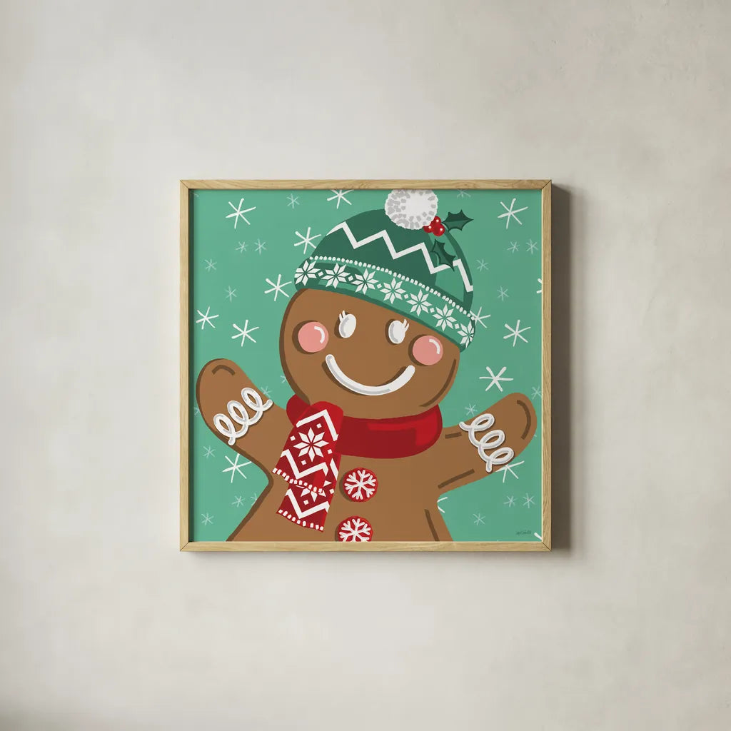 Festive Christmas XIII by Anne Tavoletti. Shown in a natural wood glass frame for a timeless modern aesthetic. Available as an archival giclee rolled canvas, fine art paper, or poster print. SKU 97588a.