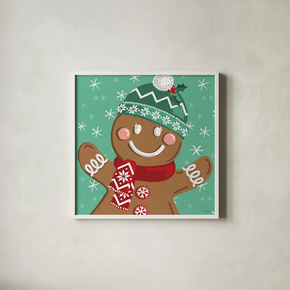 Festive Christmas XIII by Anne Tavoletti. Shown in a crisp white glass frame for a clean and minimalist style. Available as an archival giclee rolled canvas, fine art paper, or poster print. SKU 97588a.