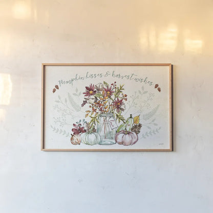 Festive Foliage I by Anne Tavoletti. shown as a paper print in a natural frame. Available as a archival giclee rolled canvas, fine art paper, or poster print. SKU 35030i.