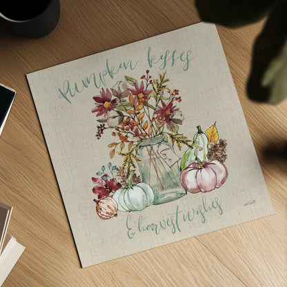 Festive Foliage I Sq Burlap by Anne Tavoletti. Shown as a detailed flat fine art print, highlighting archival giclee quality. Available as an archival giclee rolled canvas, fine art paper, or poster print. SKU 47594a.