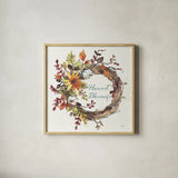 Festive Foliage IV by Anne Tavoletti. Shown in a natural wood glass frame for a timeless modern aesthetic. Available as an archival giclee rolled canvas, fine art paper, or poster print. SKU 35033a.