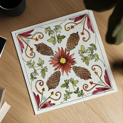 Festive Foliage IX by Anne Tavoletti. Shown as a detailed flat fine art print, highlighting archival giclee quality. Available as an archival giclee rolled canvas, fine art paper, or poster print. SKU 35038a.