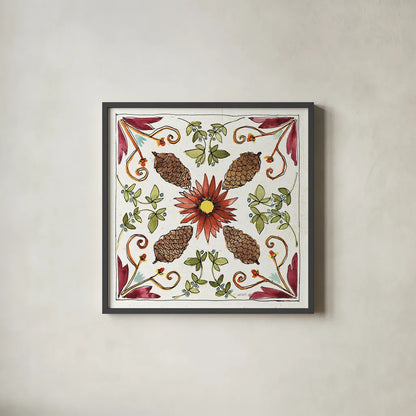 Festive Foliage IX by Anne Tavoletti. Shown in a sleek black glass frame for a contemporary gallery look. Available as an archival giclee rolled canvas, fine art paper, or poster print. SKU 35038a.