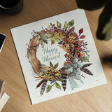 Festive Foliage V by Anne Tavoletti. Shown as a detailed flat fine art print, highlighting archival giclee quality. Available as an archival giclee rolled canvas, fine art paper, or poster print. SKU 35034a.